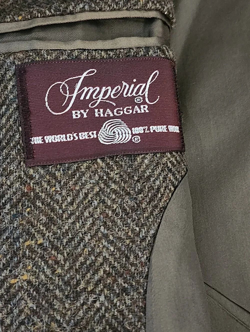 Vintage Imperial by Haggar Herringbone Wool Sport Coat Blazer Size :42L